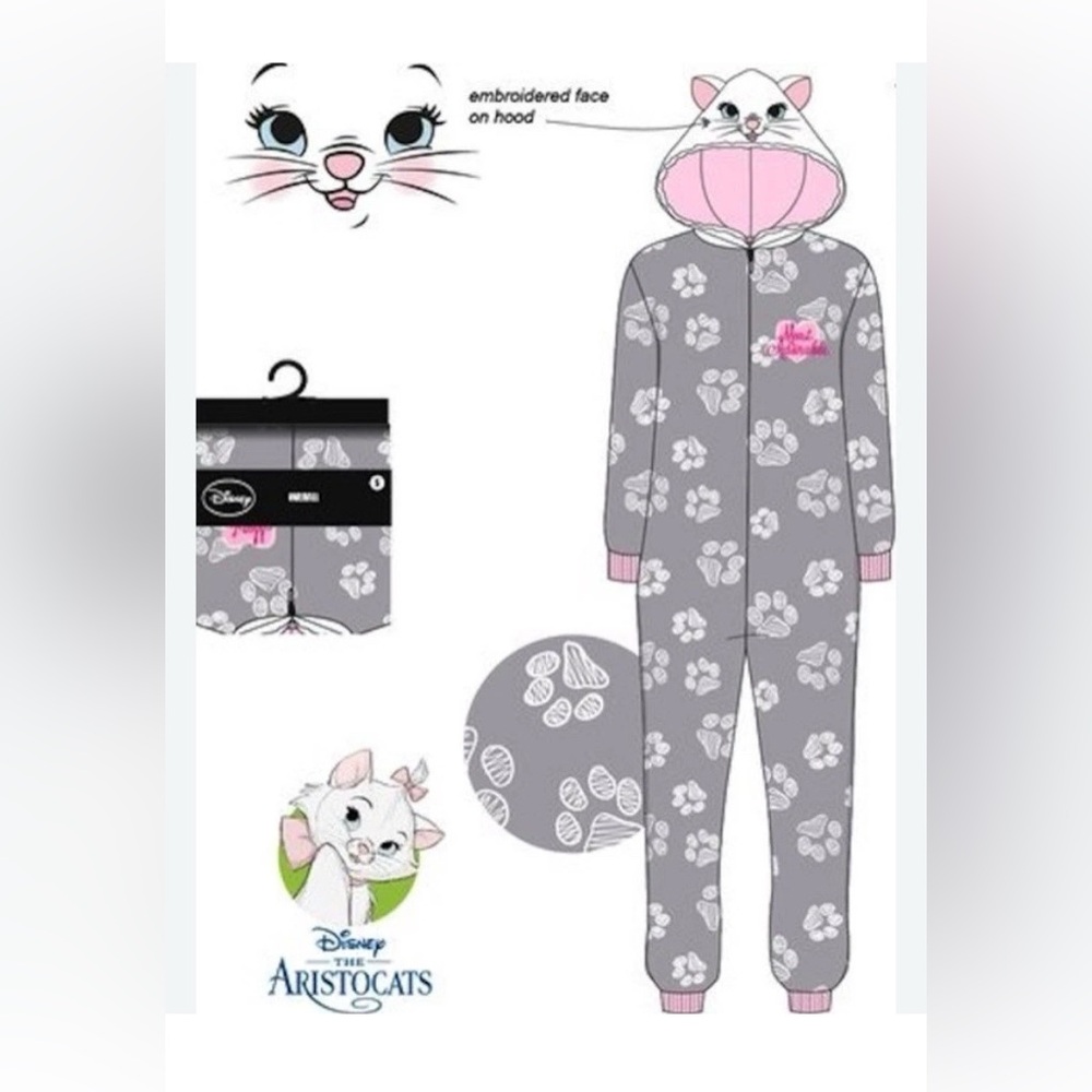 Brand new Disney Aristocratic Marie Hooded One Piece Suit pajama sz adult small